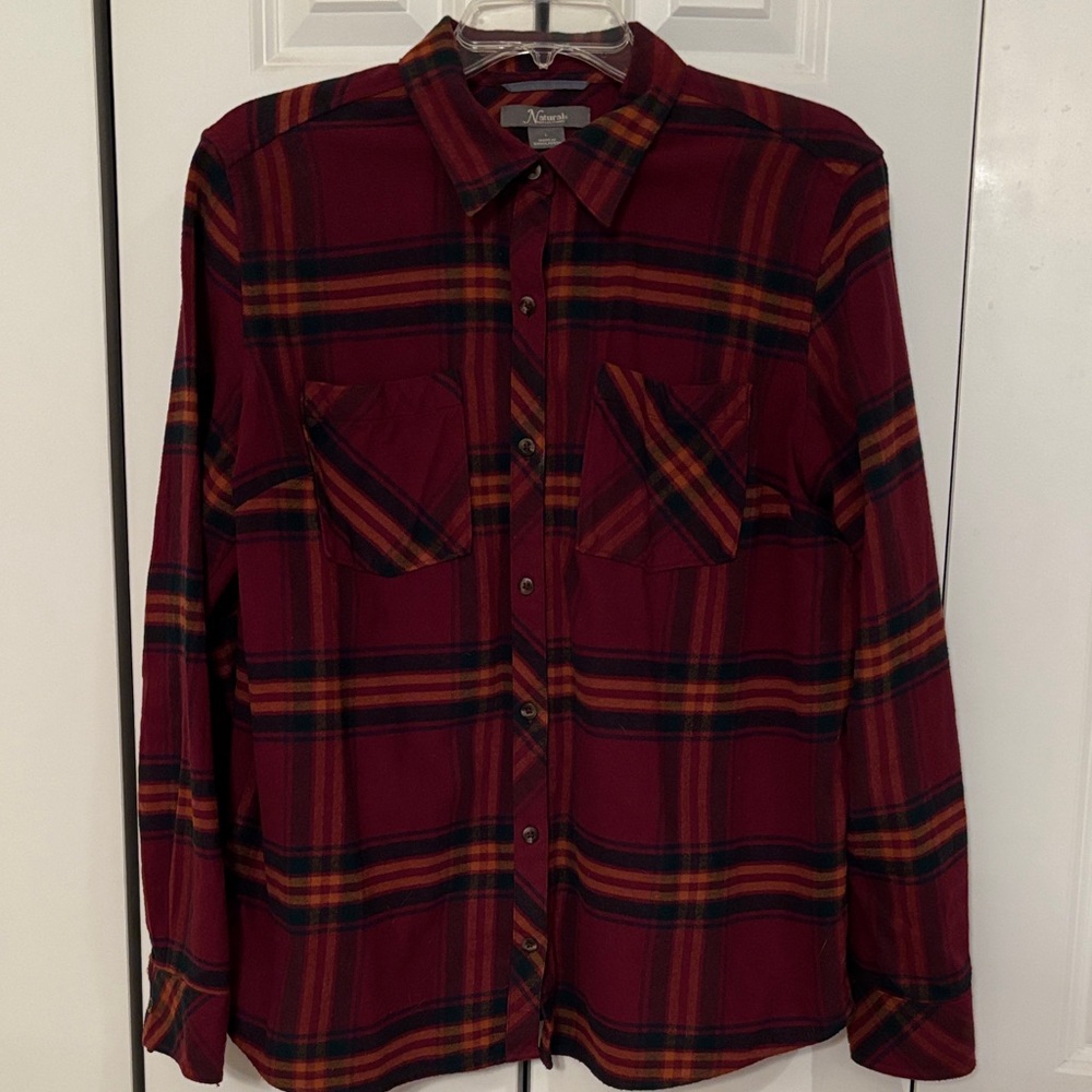 Natural Reflections Red Plaid Button Down Shirt